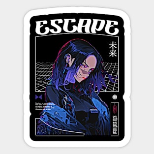 Escape Cyberpunk Anime Girl Sticker